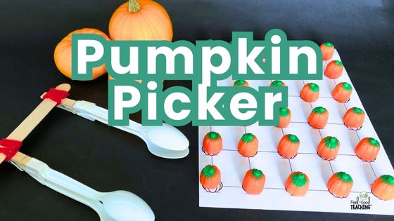 Fall Pumpkin STEM Activity - candy pumpkin patch with STEM harvesting design shown