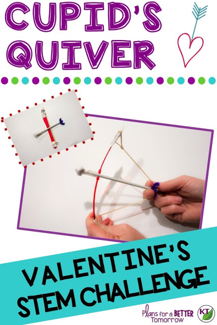 Valentine's Day STEM Challenge: In Cupid’s Quiver, students design a bow & arrow - or darts - to help Cupid deliver love potion (paint). Comes with modifications for grades 2-8.