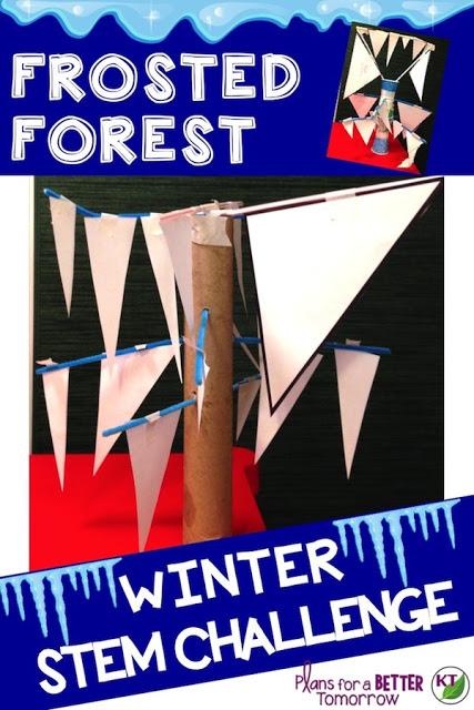 WINTER STEM Challenge: In Frosted Forest, students aim to build the "iciest" tree possible in their class's Frosted Forest! This challenge is all about triangles and has a VERY wide range of difficulty options. Comes with modifications for grades 2-8.
