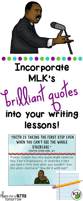 Martin Luther King, Jr. quotations are perfect to inspire quick writes and introduction paragraph hooks for grades 5 - 8.