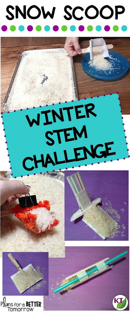 WINTER STEM Challenge: In Snow Scoop, students essentially build a snow shovel, aiming for the most efficient removal of "snow" possible, with a couple of tweaks added in! Comes with modifications for grades 2-8.