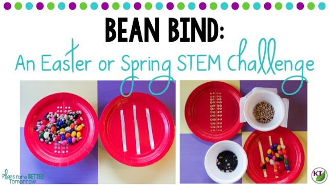 Spring or Easter STEM Challenge: In Bean Bind, students build a device to sort the jelly beans from other beans. Includes modifications for grades 2-8.