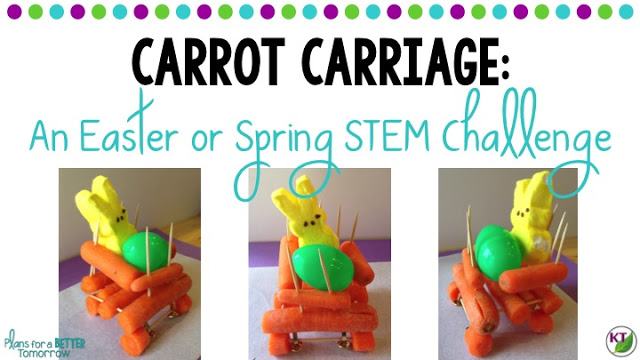 Spring or Easter STEM Challenge: In Carrot Carriage, students design a vehicle made primarily of carrots for the Easter Bunny. If you don't celebrate Easter, not to worry! Carrot Carriage can be for Cinderella (imagine Fairy Godmother ran out of pumpkins), or for anyone else who might need a ride! Includes modifications for grades 2-8.