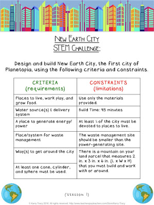 A suggested Criteria & Constraints List for students in 2nd-4th grades