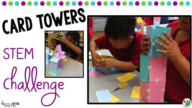 STEM Challenge: In Card Towers, students will make a tower designed for height and/or stability! Includes modifications for grades 2-8.