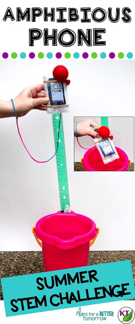 Summer STEM Challenge: In Amphibious Phone, students will make a summer-proof smartphone case that makes the phone waterproof and retrievable when dropped into a lake or pool (or bucket, as the case may be)! Includes modifications for grades 2-8.