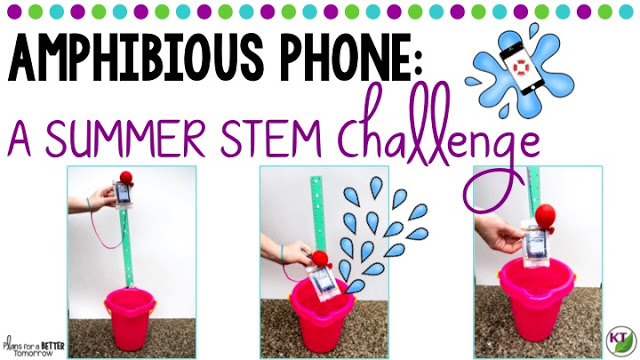Summer STEM Challenge: In Amphibious Phone, students will make a summer-proof smartphone case that makes the phone waterproof and retrievable when dropped into a lake or pool (or bucket, as the case may be)! Includes modifications for grades 2-8.