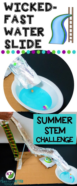  End of the Year Summer STEM Challenge: In Wicked-Fast Water Slide, students must design a water slide built for speed, thrills, and safety, of course! Includes modifications for grades 2-8. STEM Challenges combine science, technology, engineering, and mathematics to guarantee hands-on, engaging learning. Perfect for the end of the year!