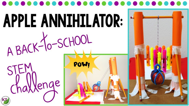 Back-to-School STEM Challenge: In Apple Annihilator, students build an apple wrecking ball! This challenge is perfect for studies of forces and motion and includes modifications for grades 2-8.