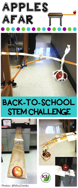 Back-to-School STEM Challenge: In Apples Afar, students build the an apple cantilever! Perfect for studying forces and motion. Includes modifications for grades 2-8.