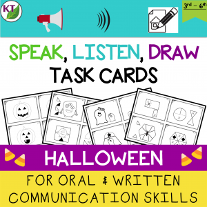 Speak, Listen, Draw Task Cards: Halloween. This is the Halloween collection meant for oral and written communication skills.