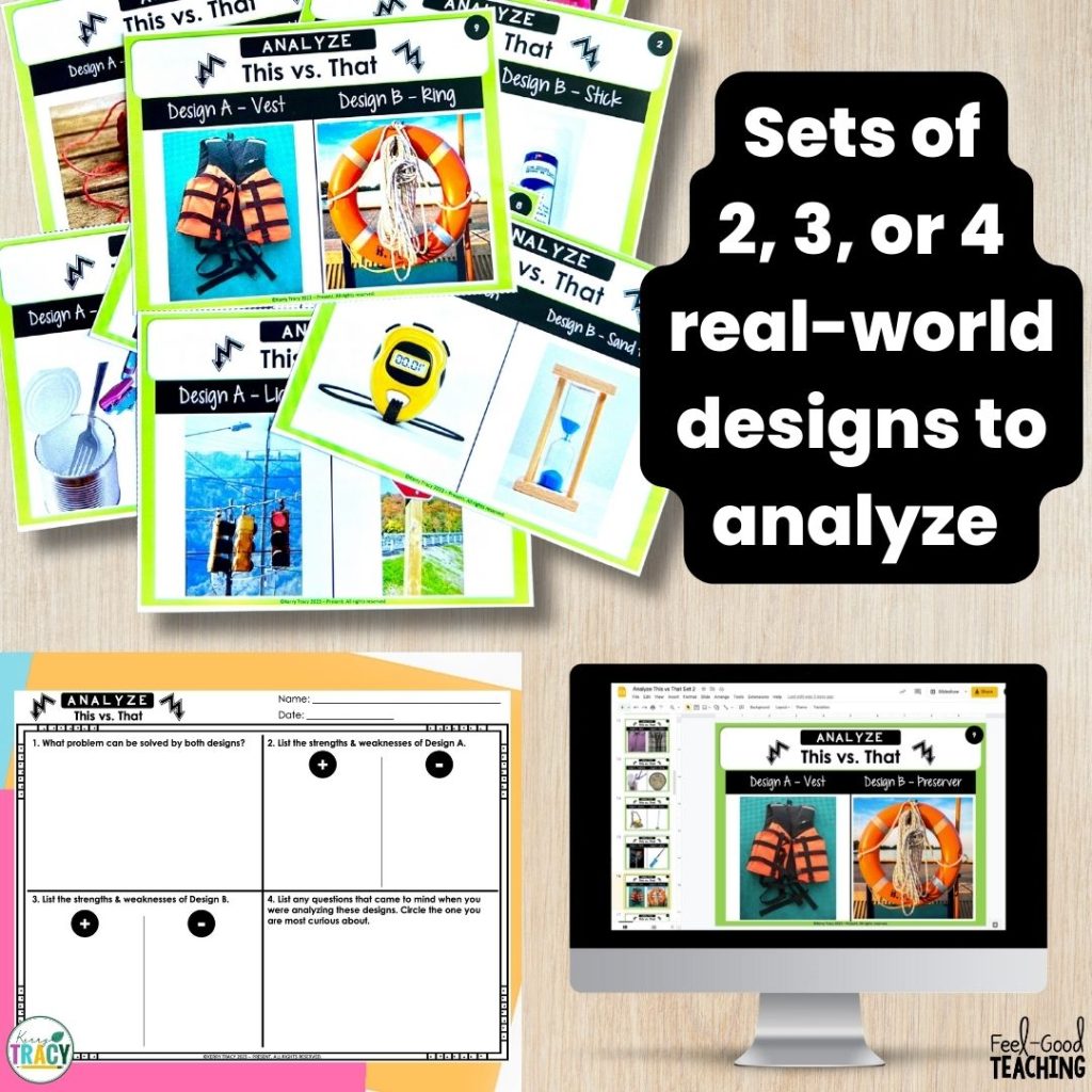 Analyze This vs.That STEM activity with real-world designs for teaching critical thinking