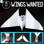 Bat Wings Halloween STEM Activity. Three bat wings paper airplanes.