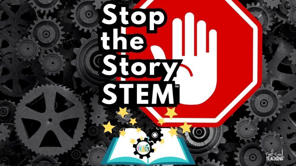 Stop the Story STEM Read-aloud STEM Activities with gears, stars and an open book.