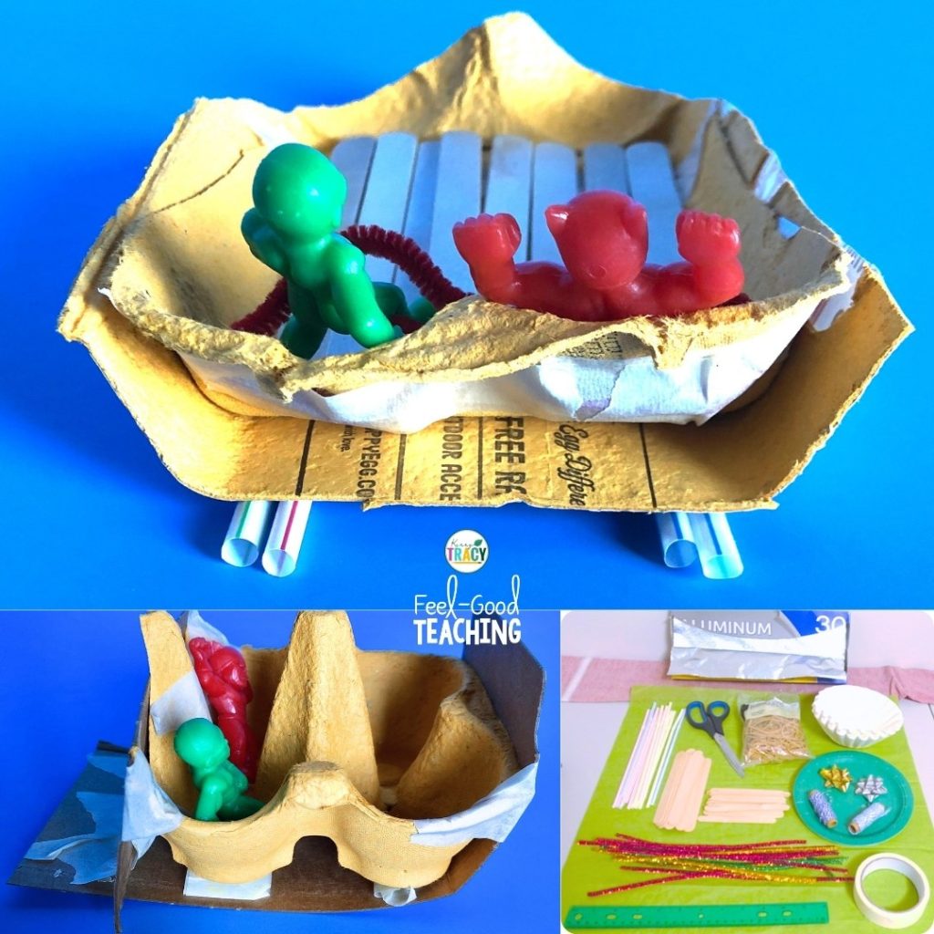 Sled and Slope Winter STEM designs and simple materials shown