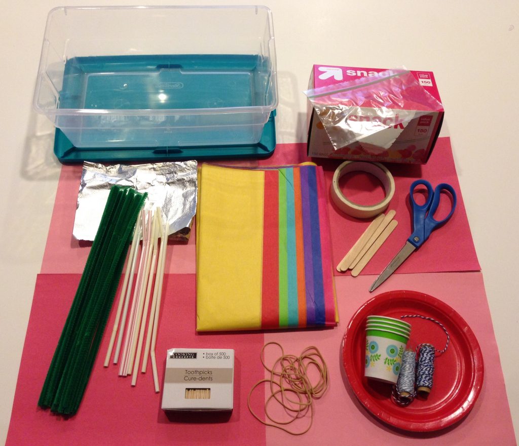 Suggested materials for Valentine's Day or Mother's Day STEM challenge, Flower Frenzy