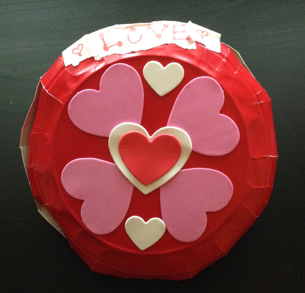 An example of a student created candy box for Valentine's Day