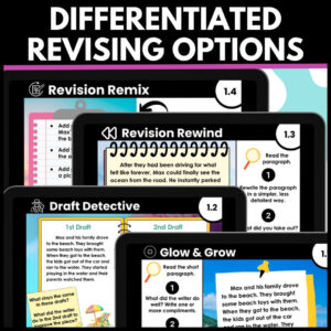 Beach Theme Revising Activities Differentiated Revising Options