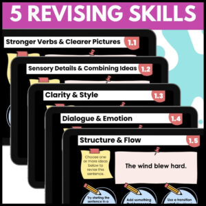 Stretch Sentence Revising ELA Bell Ringer Sentence Revision Skills: strong verbs, sensory details, clarity & style, dialogue & emotion, structure & flow.