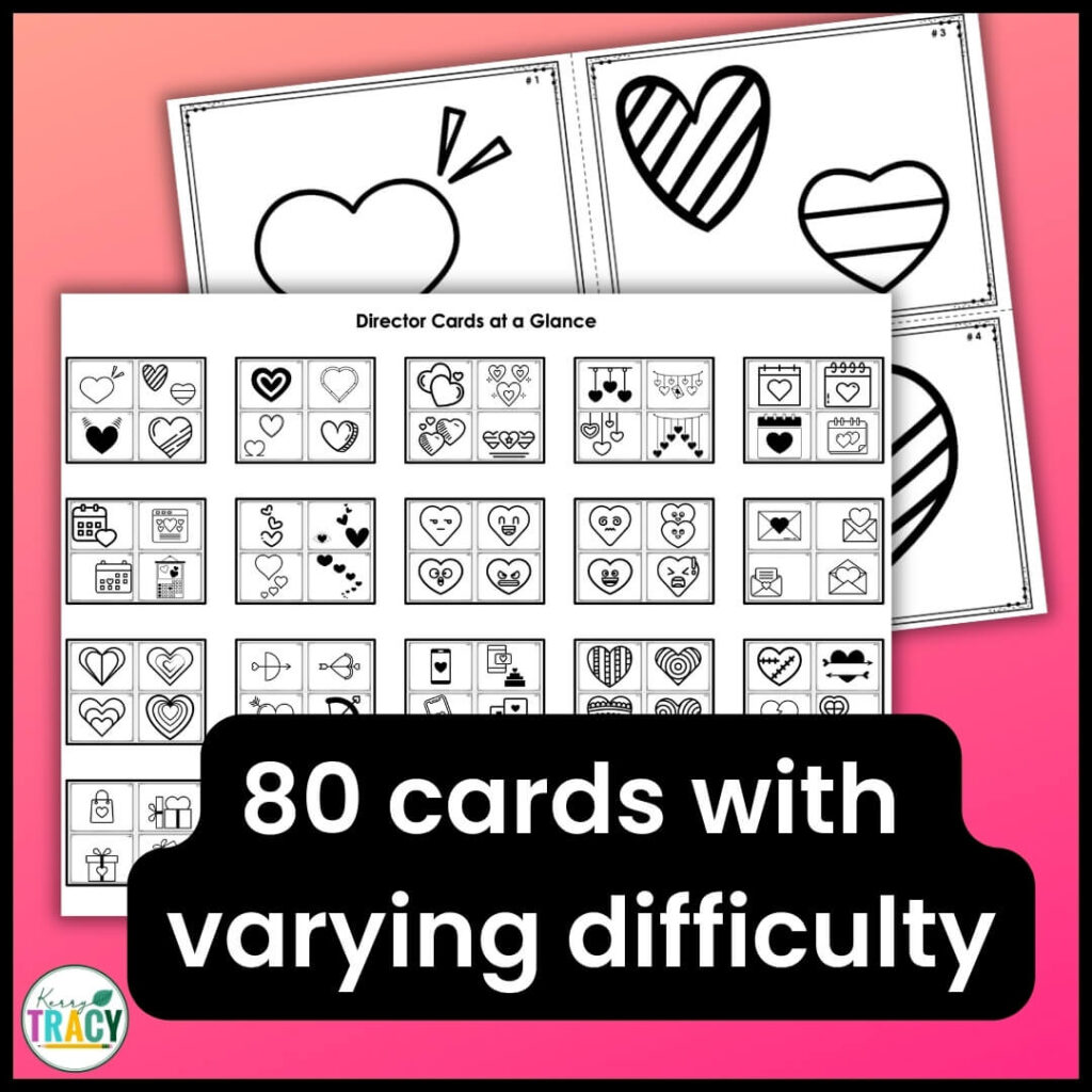 Speak Listen Draw Valentine Communication Activity with 80 Task Cards