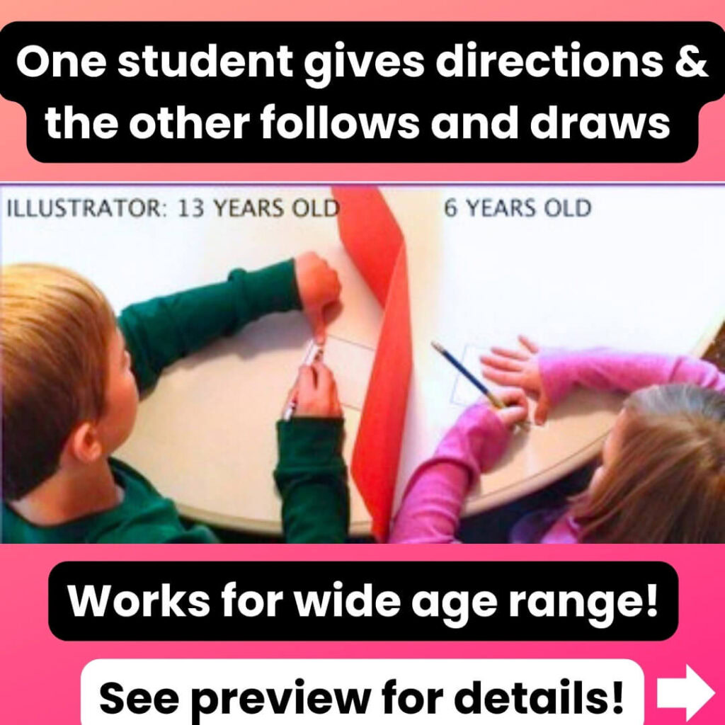 Speak Listen Draw Valentine Communication Activity Directions